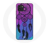 Coque Samsung Galaxy A03 Attrape Rêve Noir Fond Bleu et Violet