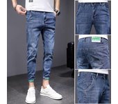 Pantalones vaqueros para hombre, tendencia de otoño, nueva tendencia, elásticos, ajustados, de pie pequeño, pantalones largos casuales 28 azul