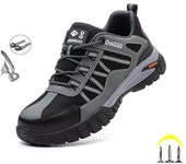 Nuevos zapatos de seguridad de moda para hombres con puntera de acero, zapatos de trabajo antigolpes para hombres, zapatillas ligeras a prueba de perforaciones, zapatos indestructibles 43 gris negro