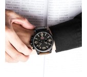 Reloj CURREN 8314 para hombre, reloj de marca de cuarzo, reloj de pulsera, calendario, hora, minuto, reloj de cuero con pantalla marrón