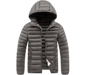Chaqueta de plumón de invierno para hombre, chaqueta de plumón cálida con capucha, chaqueta de plumón ligera y holgada de talla grande XS
