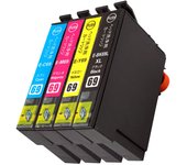 IC4CL69 para Epson Set con tintes y limpiador de limpieza potente Nuevo limpiador compatible para impresoras obstruidas y rayadas Limpiador de cartuchos de tinta