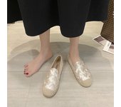Zapatos de mujer blancos rotos sin cordones, alpargatas, mocasines vulcanizados para Y2k, calzado de mujer de moda urbana, elegante y de bajo precio 35