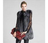Nuevo abrigo de piel de otoño e invierno Chaleco de longitud media para mujer Estilo europeo y americano Cuello de zorro sintético Moda engrosada Cuero sintético para mujer S