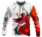 Cosmos-sudadera con capucha/sudadera/cremallera, novedad, estampado 3D de pájaros cardenales, arte divertido, ropa de calle Harajuku, informal, única, Unisex XL