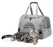 Bolsa de transporte para mascotas, bolsa de mano transpirable para gatos, bolsa plegable para perros de viaje, gran capacidad azul