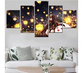 Comprar 5 piezas Wall Art Canvas Game Anime Genshin Impact Girl Posters Home Decor Modern Living Room Paintings Modular Pictures 20X35 20X45 20X55cm