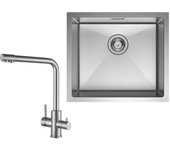 Fregadero de cocina bajo encimera de un seno de 50 x 44 cm con mezclador purificador de agua