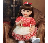 Muñecas realistas de bebé renacidas de 22 pulgadas, muñeca recién nacida realista con cabello largo castaño, el mejor juego de cumpleaños para niñas, regalo de Pascua XAMS 22 Inch about 55 cm marrón