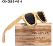 KINGSEVEN Gafas de sol retro de bambú Hombres Mujeres Espejo polarizado Gafas de sol Marco completo Madera M