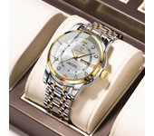 Relojes para hombre, reloj de cuarzo Original con espejo rombos para hombre, reloj de pulsera luminoso resistente al agua de acero inoxidable, fecha y semana para hombre
