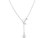 Collier - Argent - Lune et Etoile - Pendentif Layered - Accessoires Chic - Filles