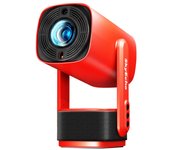 Reformado: Proyector portátil SkyEcho FreeONE, 350 lúmenes ANSI, compatible con 1080P, 2 altavoces de 5 W, enfoque automático, corrección trapezoidal automática, soporte con rotación de 270° FreeONE rojo