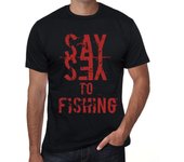 Camiseta vintage para hombre con gráfico  Di sí a la pesca , color negro intenso XS negro