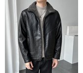 Nueva chaqueta de cuero para hombre, chaqueta informal de invierno de talla grande para hombre gordo, chaqueta de terciopelo para hombre de talla grande, chaqueta informal de cuero para papá de mediana edad para hombre M