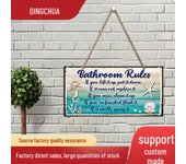 Letrero colgante de madera con reglas de baño con temática de fiesta en la playa 20*10*0.3cm