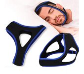 Correa para la barbilla antirronquidos ajustable y transpirable, dispositivo para dejar de roncar para hombres y mujeres, solución cómoda y fácil de usar para dormir negro