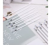 10 piezas/lote de recambios de bolígrafo de gel de tinta negra con firma para oficina y escuela, núcleo de punta mediana, carcasa de color blanco 10 PCS