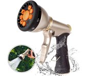 Boquilla de manguera de jardín, boquilla de pulverización de manguera de Metal resistente, 9 patrones ajustables, aspersor de coche para riego y cepillado del hogar