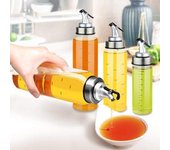 180/300/500ML Botella de vidrio de aceite A prueba de fugas Escala resistente a altas temperaturas Recargable Salsa de soja Vinagre Aceite de oliva Dispensador de condimentos para cocina 180ml