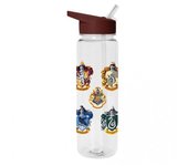 Botella de agua de plástico con el escudo de Hogwarts de Harry Potter One Size blanco transparente