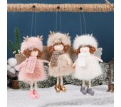 Colgante de muñeca de ángel de Navidad para niña, adorno colgante para árbol de Navidad, ángel de peluche, decoración navideña para fiesta de Año Nuevo 2025, decoración del hogar