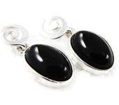 Les Trésors De Lily [H3459] - Boucles Argent 'Déesse Noir de Jais' noir argenté (rhodié) - 20x8 mm