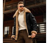 Chaqueta de cuero acolchada de Cachemira a la moda para hombre, ropa de calle Vintage para hombre, abrigo grueso, chaquetas de motocicleta, abrigo de invierno de talla grande S rojo