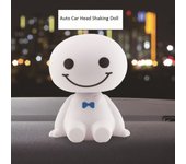 Coche de dibujos animados Robot de plástico sacudiendo la cabeza adornos Auto Interior coche decoraciones Juguetes blanco