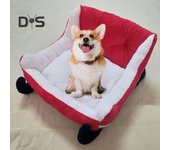Cama para gatos con forma de trineo navideño, color rojo, con forma de trineo de Papá Noel, de piel sintética, para interior, gatos pequeños, medianos y grandes, perros rojo