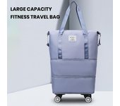 Bolsa de viaje con ruedas desmontables Gran capacidad Separación en seco y húmedo Tela Oxford impermeable Maleta de equipaje para entrenamiento en el gimnasio durante la noche al aire libre gris