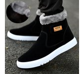 Botas gruesas y cálidas para hombre, zapatos casuales de cuero, botas de nieve de invierno para hombre, botines altos para hombre con piel, zapatos de algodón para exteriores para hombre 38 gris