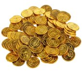 XSAJU Juego de 100 monedas de oro de juguete Monedas piratas Dinero de juguete Juego de mesa Accesorios de cosplay Juego pirata Oro (100 monedas)