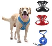 Conjunto de arnés y correa para perros grandes sin tirones, chaleco tipo arnés para mascota de malla transpirable reflectante para perros medianos grandes, Bulldog Francés, Labrador XL