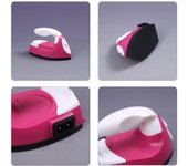 Mini plancha de mano para ropa, plancha electrónica portátil antiadherente para arte y manualidades DIY con enchufe estadounidense color rosa