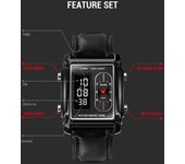 SKMEI 1868 Reloj para hombre Profesional 30M Resistente al agua Doble pantalla Movimientos dobles Hora GMT blanco negro