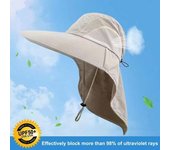 Sombrero para exteriores para hombre con cubierta para el cuello, ala grande, malla hueca, resistente al viento, correa para la barbilla, protector solar anti-UV, gran transpirabilidad, gorra para acampar, pescar y viajar gris oscuro