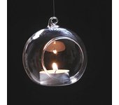 Burbuja redonda que cuelga el candelero de la luz del té de la planta del aire del terrario de cristal transparente 8cm