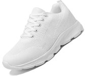 Zapatos casuales de verano para mujer, zapatillas suaves y portátiles, zapatos para caminar, suelas planas para mujer, zapatos blancos transpirables sin cordones 37 blanco