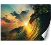 Fondo de pantalla Atardecer tras las olas 100x70 verde