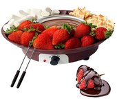 Juego de fondue eléctrica con 2 tenedores, bandeja para servir extraíble y función de calentamiento y derretimiento, ideal para US Plug marrón