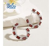 Pendiente de granate único 2023, joyería fina de Plata de Ley 925 para moda para chicas y mujeres, bonito regalo L rojo