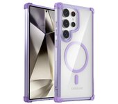 Funda de teléfono transparente a prueba de golpes con airbag y protección magnética para Samsung S24 Ultra S23 Plus S22 Note 20 Ultra Galaxy S24 color rosa