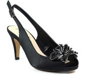 Lunar Mujeres/Señoras Ankara Satin Court Zapatos 4 UK negro