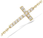 Les Trésors De Lily [N6850] - Pulsera chapada en oro 'Cross' de oro blanco - 23x10 mm oro