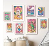 Pintura en lienzo con diseño de signos del zodíaco abstractos y coloridos, póster de dibujos animados, imagen de Libra, Leo, astrología, mural, decoración del hogar para habitación de niños 21x30cm No Framed