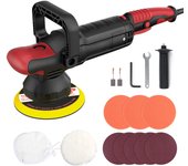 Pulidora de búfer para coche de 1200W, enceradora de 1200W, 6 velocidades variables, mango en forma de U de 600-4000RPM, perfecta para barco EU Plug negro rojo