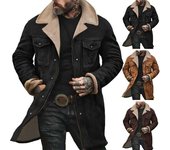Chaqueta de hombre Otoño Invierno Abrigo de lana Solapa Un solo pecho Chaqueta cortavientos de longitud media Abrigo de gamuza con múltiples bolsillos XXL amarillo oscuro