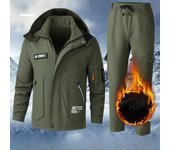 Chaqueta de terciopelo tres en uno de invierno para hombre, mono grueso, resistente al viento y al agua, ropa de montañismo para exteriores, resistente al frío y cálida XXXXL negro