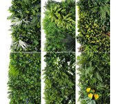 Planta artificial de plástico para pared, 100 x 100 cm, fondo verde artificial, puerta, decoración de césped y paisajismo 7038